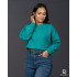 Long Sleeve Oversize Crop Top Green