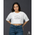 Ladies Graphic Oversize Crop Top White