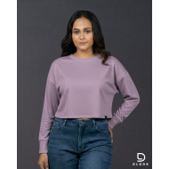 Long Sleeve Oversize Crop Top Purple