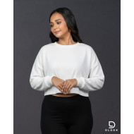 Long Sleeve Oversize Crop Top white