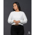 Long Sleeve Oversize Crop Top white
