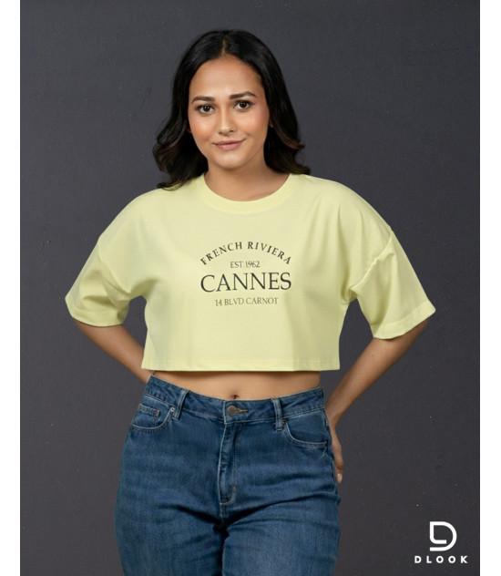 Ladies Graphic Oversize Crop Top Green