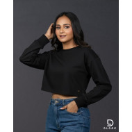 Long Sleeve Oversize Crop Top Black