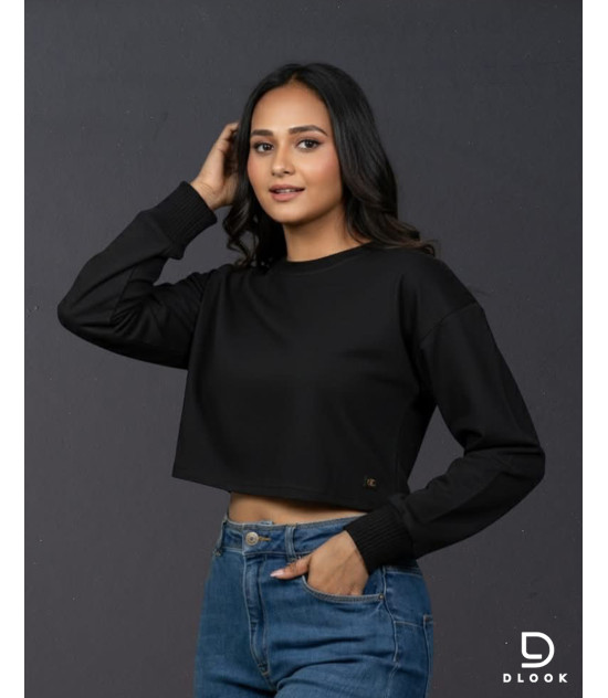 Long Sleeve Oversize Crop Top Black
