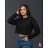 Long Sleeve Oversize Crop Top Black