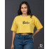 Ladies Graphic Oversize Crop Top Yellow
