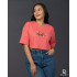 Ladies Graphic Oversize Crop Top Pink
