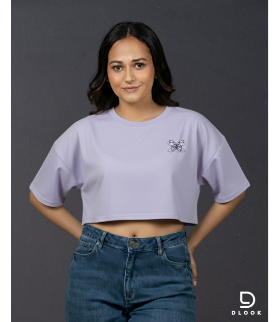 Ladies Graphic Oversize Crop Top Purple