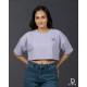 Ladies Graphic Oversize Crop Top Purple