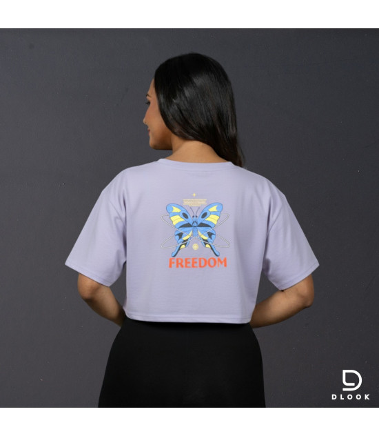 Ladies Graphic Oversize Crop Top Purple Ladies Graphic Oversize Crop Top Purple