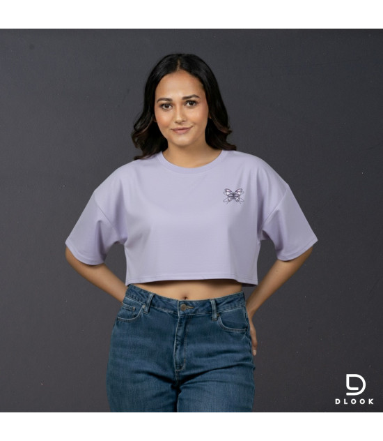 Ladies Graphic Oversize Crop Top Purple