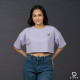 Ladies Graphic Oversize Crop Top Purple