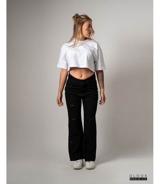 Black Distressed Slim-Fit Denim