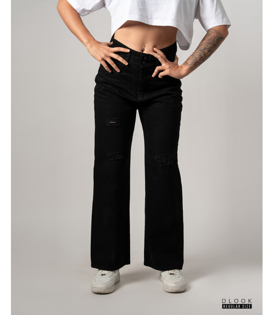 Black Distressed Slim-Fit Denim