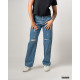 Distressed High-Waist Straight Jeans