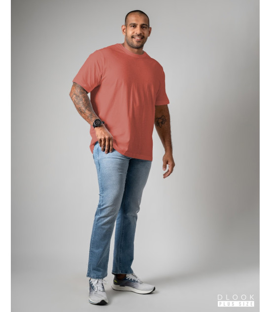 Men Plus Plain T-Shirt  Light Maroon
