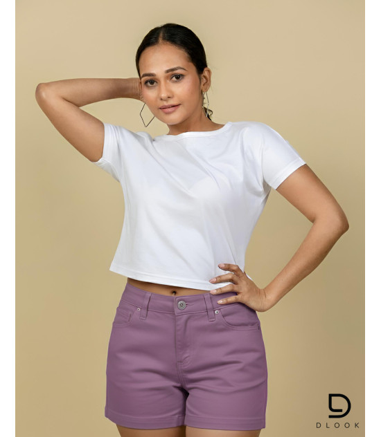 Ladies Regular Twill Short Purple