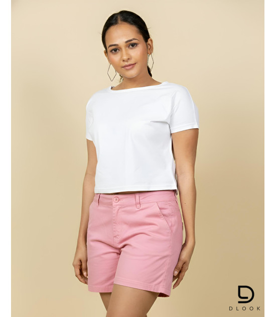 Ladies Regular Twill Short Light pink