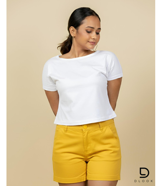 Ladies Regular Twill Short Light yellow