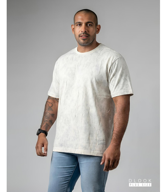 Acid wash Mesh attached White T Shirt