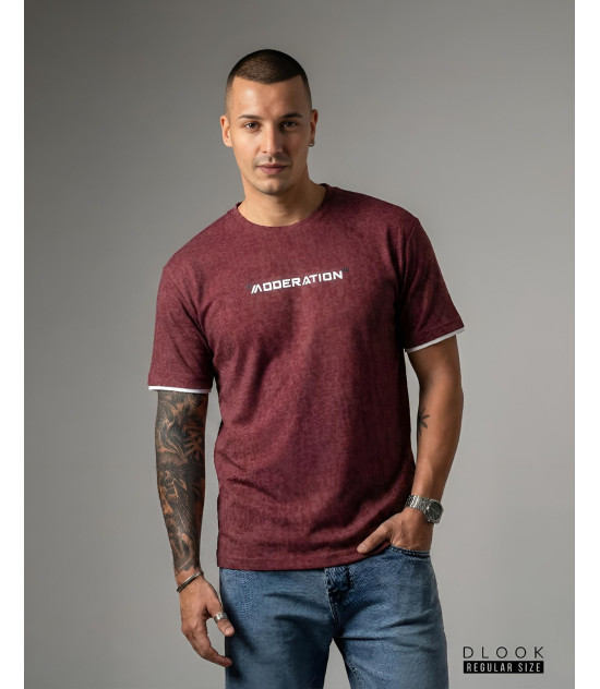 Wine Textured Crew Neck