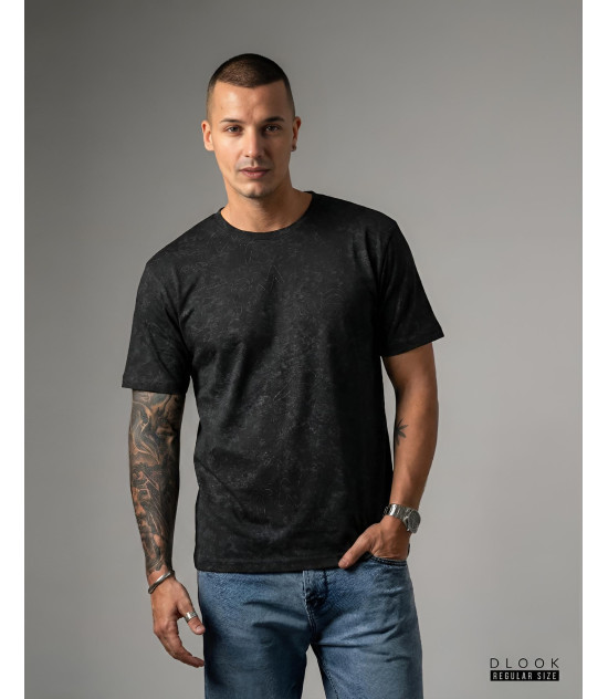 Acid wash printed Black Tee