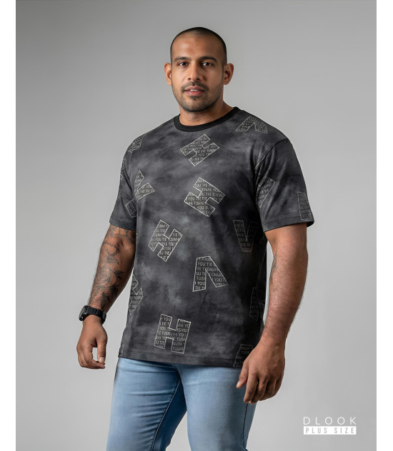 Acid wash Letter designed Black T Shirt
