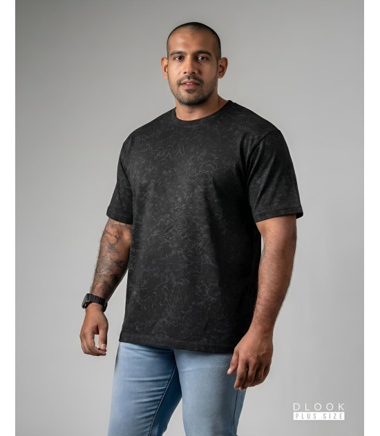 Acid wash printed Black Tee