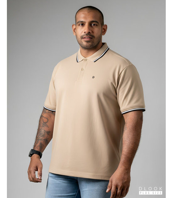 Plus size Polo T-shirt-Beige