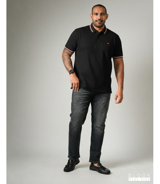 Plus size Polo T-shirt-Black