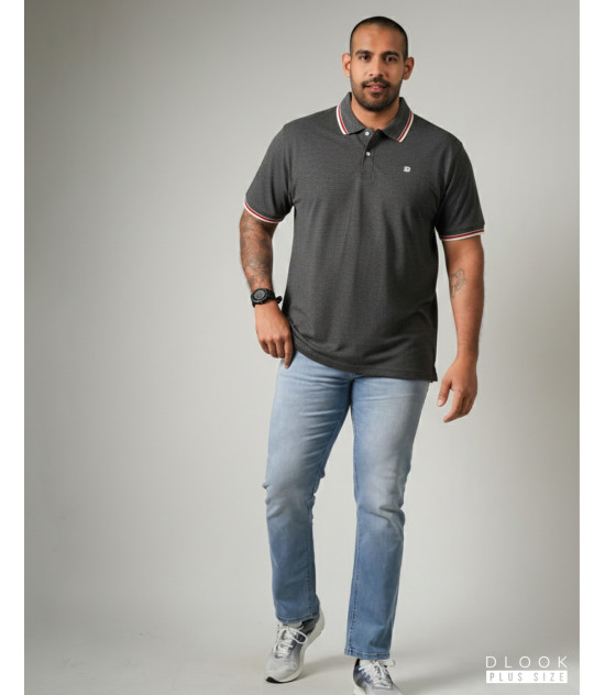 Plus size Polo T-shirt-Dark Ash