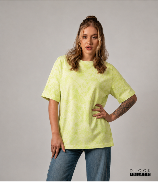 Acid Wash Oversize Unisex T - Shirt Green