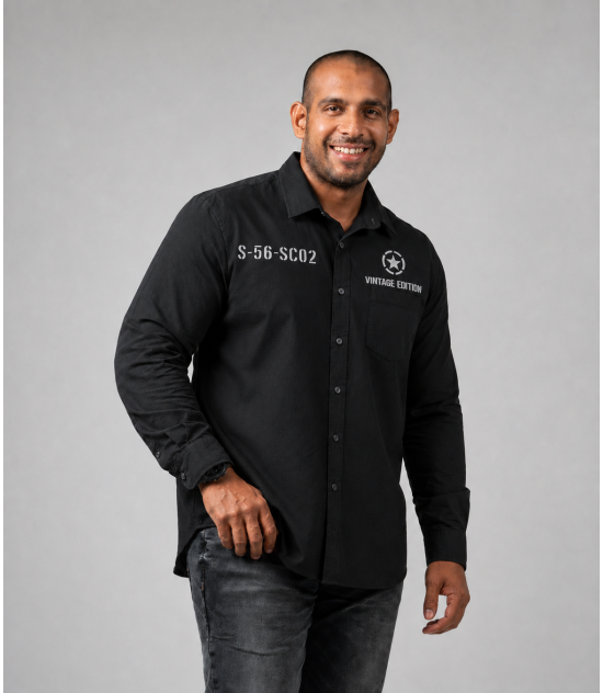 Modern Long-Sleeve Shirt - Black Printed