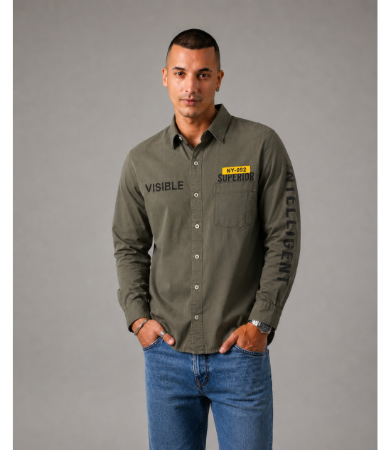 Modern Long-Sleeve Shirt  Regular -  Army Green