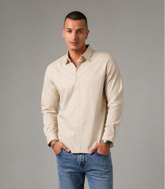 Modern Long-Sleeve Shirt  Regular -  Light Beige