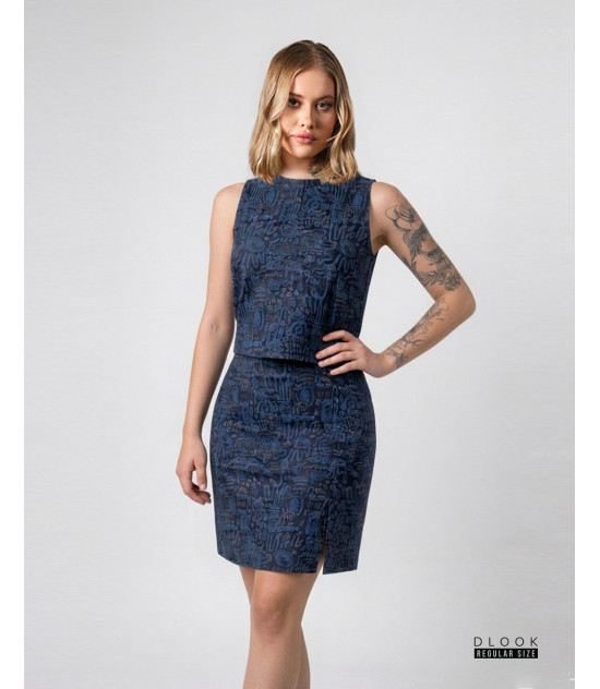 Blue Casual Co-ord Skirt Set