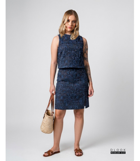 Blue Casual Co-ord Skirt Set