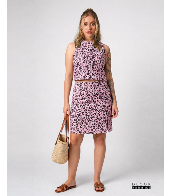 Pink Casual Co-ord Skirt Set