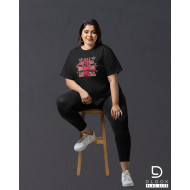 Ladies Plus Size Graphic T shirt - Black