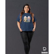 Ladies Plus Size Graphic T shirt - Navy blue