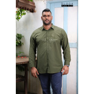 TWIL LONG SLEEVE EMBROIDERY SHIRT-GREEN