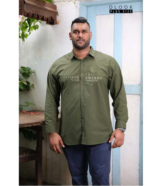 TWIL LONG SLEEVE EMBROIDERY SHIRT-GREEN
