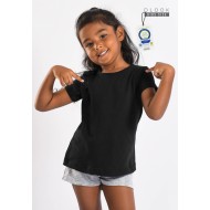 GIRL'S CREW NECK T-SHIRT -  BLACK